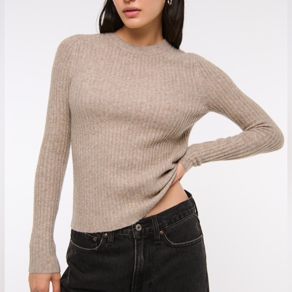 Beige Ribbed Knit Long-sleeve in Oatmeal Beige - Picture 2 of 10